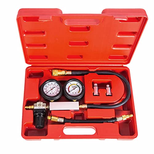 BORNTUN Professional Engine Compression Gauge Tester Engine Leak Detection Dual Pressure Gauges Automotive Cylinder Pressure Test Tool Kit