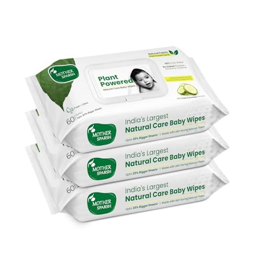 Mother Sparsh Natural Care Baby Wet Wipes with Lid | 100% Plant Made Fabric From Forest Land | Fresh+Cleanse (with Cucumber) Plant Powered Wet Wipes For Baby I Cotton Cloth Like Bigger Sheets | 60 Pcs (Pack of 3)