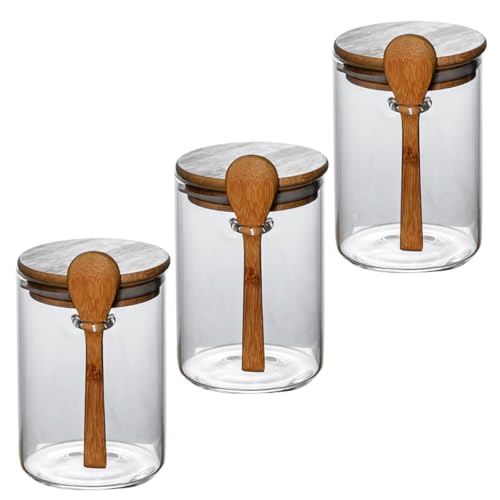 SILENRADAWN �K���X���ۑ��r 600ml 3�Z�b�g �W �X�v�[���t �ϔM�����H�i�r ���� �����ʎ��p�L�b�`�������e�� �ƒ�p�H�i�ۑ��W���[