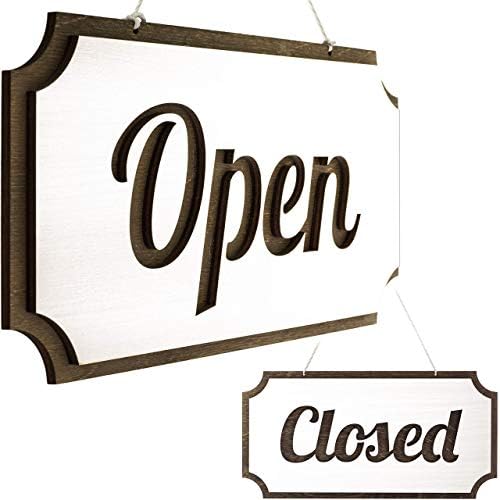 Rustic Wooden Open Closed Sign - Double-Sided Open Sign for Window or Door, Vintage Style Wood Closed Sign, Open and Closed Signs for Business, Decorative Open-Closed Sign 12 х 6 Inches