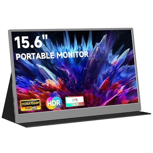 Image of qaf 15.6 Inch Portable Monitor 1080P USB-C HDMI Display, Ultra-Thin IPS Screen, 100% sRGB, Travel Second Monitor for Laptop Mac PC Phone PS5 Xbox, Built-in Speakers, Space Gray