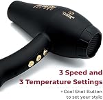 Skin Research Institute Salon Dry Pro Infrared Hair Dryer - Negative Ions for Reduced Frizz, Fast-Drying and Max Shine, Attachments Included