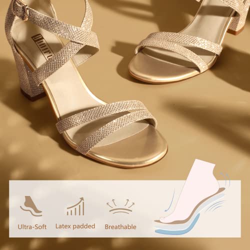 IDIFU Women's Block Open Toe Strappy Heel Sandals(Gold Glitter, 9) by IDIFU - Used condition - Image 5