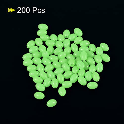 Patikil 12X8Mm Luminous Fishing Beads, 200 Pieces Plastic Glow Fishing Bait Eggs Rig Bead Tackle Tool Oval, Green #TOP2
