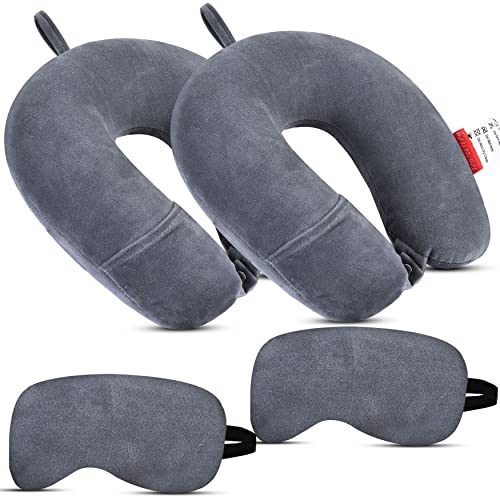 Image of Trajectory Supercomfy Grey Neck Pillow Rest Cushion with Velvet Eyemask(Pack of 2) for Travel in Flight car Train Airplane with 2 Years Warranty for Sleeping for Men and Women