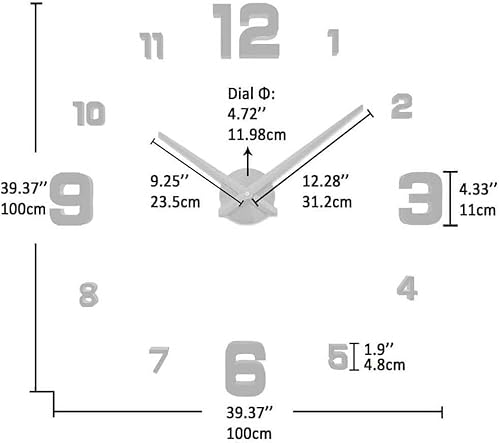 Miniatura 3 de Vangold moderno reloj hágalo usted mismo sin armazón grande para pared con espejo 3D adhesivo grandes relojes para decorar el hogar y la oficina