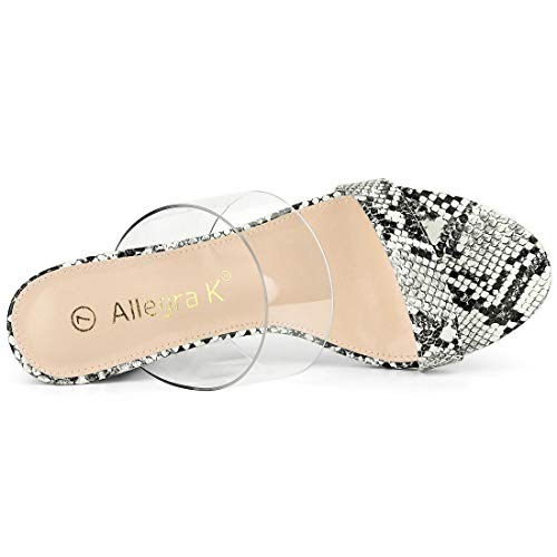 Allegra K Women's Snake Print Block Heel White Snakeskin Heels Slide Sandals - 6 M Us #TOP3