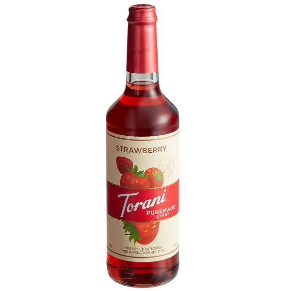 Torani Puremade Syrup, Strawberry Flavor, Glass Bottle, Natural Flavors, 25.4 Fl. Oz, 750 mL