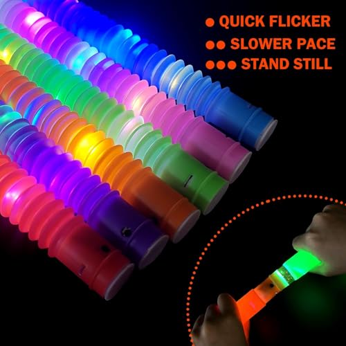 Image of Glow Sticks Party Favors Supplies 18-72 PCS, Camping Essentials for Kids | Light Up Pop Tubes Necklace ＆ Bracelets Accessories for Summer, Halloween Goodie Treat Gift Bag Stuffers for Birthday Wedding