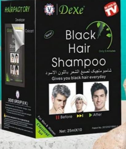 DEXE 10 PCS Natural Black Hair Dye Shampoo,25MLX10