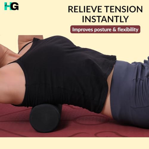 Image of Foam Roller for Exercise and Deep Tissue Massage Roller, Gym Exercise Roller, Workout Foam Roller for Knee Exercise and Pain Relief, Myofascial Release Roller for Back pain - 30 Cm Black