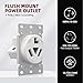 AIDA 10-30R Dryer Outlet 30-Amp 3-Pole, 3-Wire 125/250-Volts Non-grounding Heavy Duty Flush Mount Power Receptacle for Dryer, Space Heaters, UL Listed, 030626