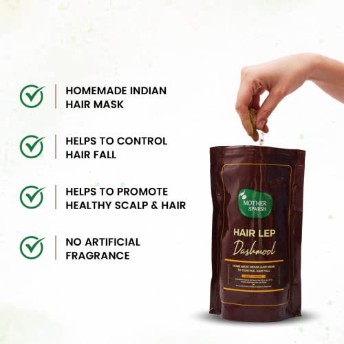 Image of Mother Sparsh Dashmool Hair Lep Powder | With Dushmool & Curry Leaves | Helps Control Hair Fall and Strengthen Roots | 100% Ayurvedic Hair Mask | 300 grams