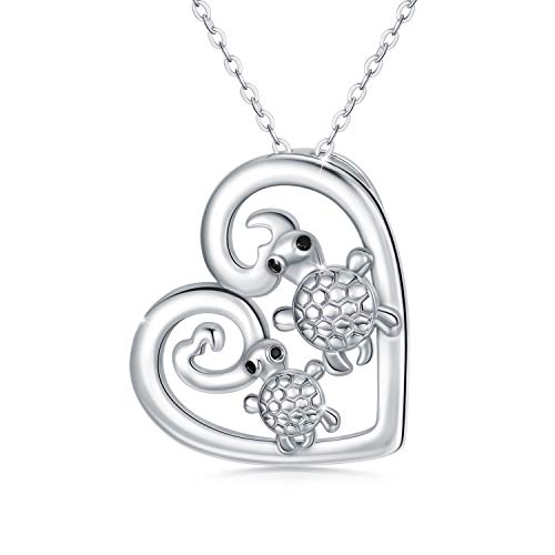 CUOKA MIRACLE Turtle Necklace, S925 Sterling Silver Sea Turtle Pendant Necklace Cute Tortoise Necklace Gift for Women