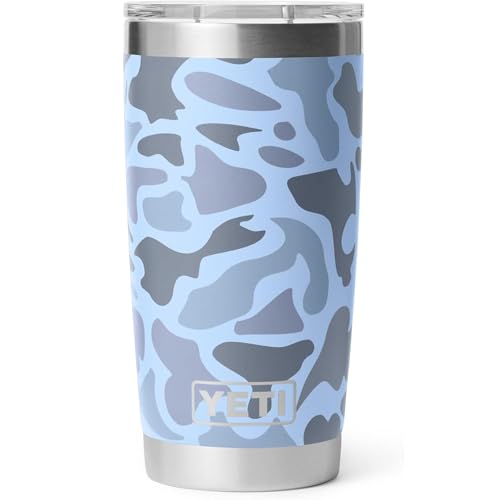 YETI Rambler 20 oz Tumbler, Stainless Steel, Vacuum Insulated with MagSlider Lid, Blue Camo