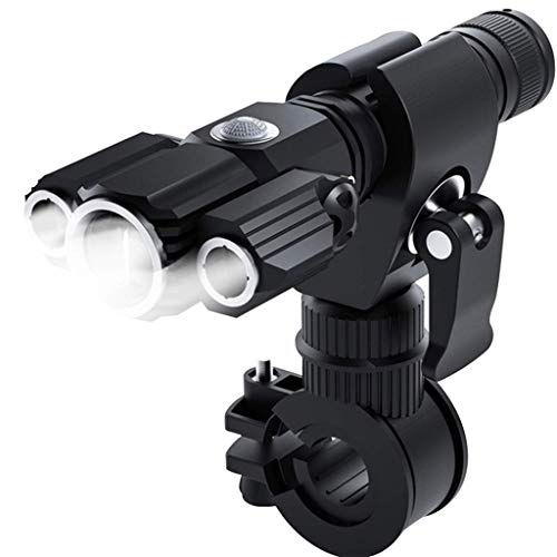 Fine Bike Tail Light, Cycling Safety Flashlight T6 L2 LED Aluminum Alloy Multifunction Three Lamp Head Aircraft Shape Outdoor Lighting Night Riding Equipment IPX6 Waterproof taillights (Black)