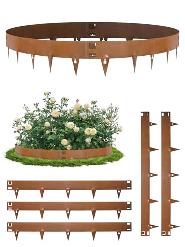Bellanny Rasenkante Cortenstahl 107,5x20cm, 5Pcs Flexible Rasenkanten, Beeteinfassung aus Metall Beetbegrenzung - Beetumrandung, Landschaftskanten Streifen, Mähkante für Garten,Hof,Einfahrt,Terrasse