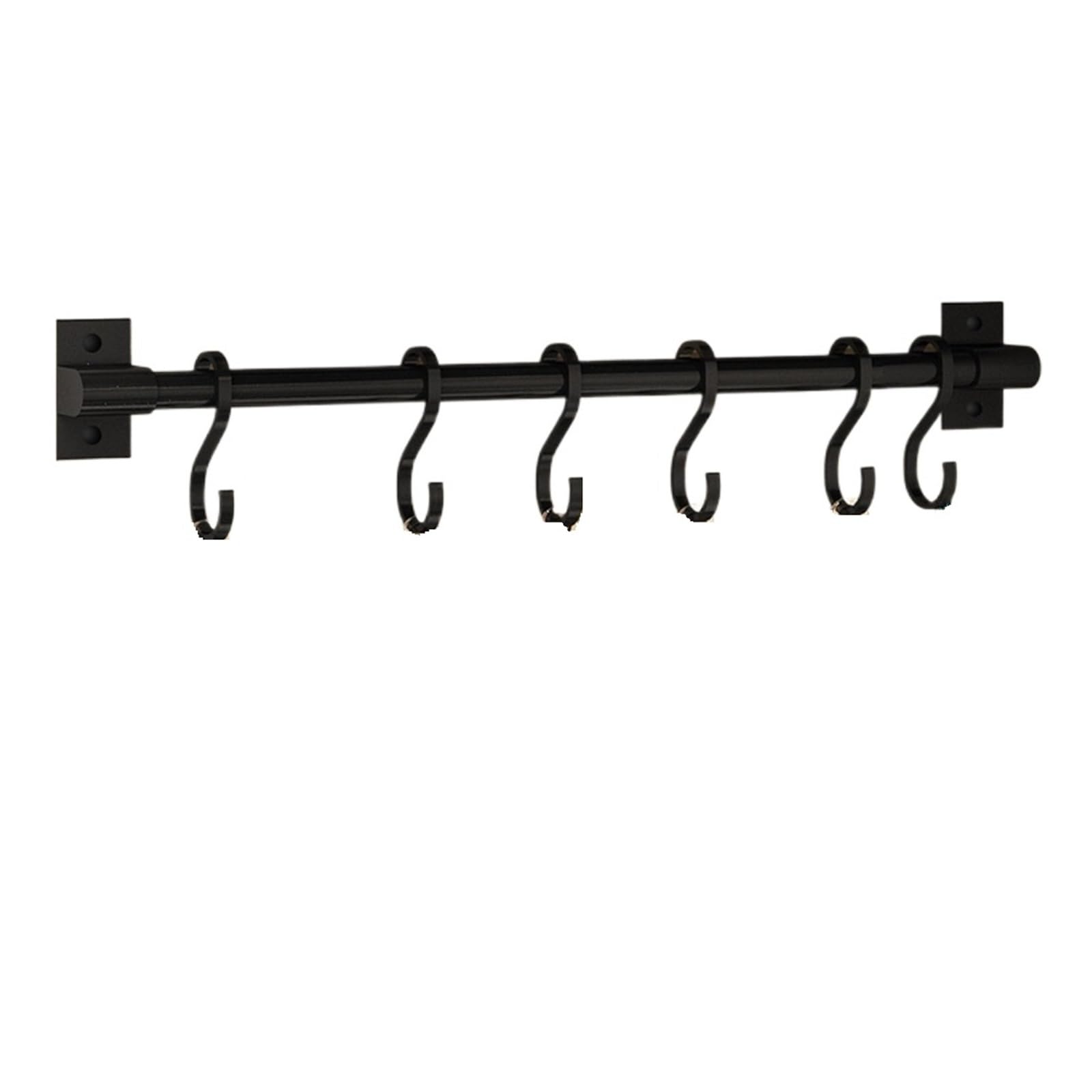 SparklWLeaf Wall-Mounted Kitchen Rails Wall Mounted Kitchen Hook Rack Free-Punching Hangers Rail Utensils(Black 40CM)