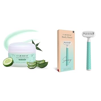 Carmesi Pre-Shave Face Shaving Balm for Women, 50g | No Razor Burns or Cuts | Shaving Balm for Fac | Carmesi Body Razor Swing | Swings & Swerves Along Your Curves | Moisture Ribbon With Aloe Vera & V