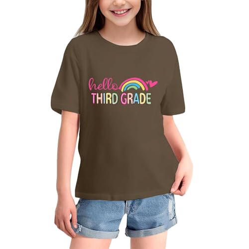 3th Grade Girls Boys First School Day T Shirt Preschool Kids Short Sleeve Crewneck Funny Letter Graphic Tees Tops