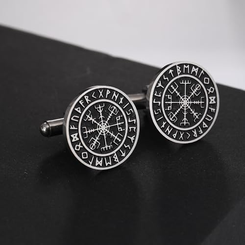 Vegvisir Compass Mancuernillas para Hombre Acero Inoxidable miniatura 2