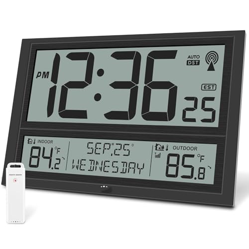 FJJRTWDG Battery Powered Multifunctional Atomic Clock Wall Clock for Living Room and Bedroom, 4.5 Inches