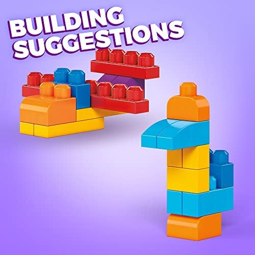 MEGA BLOKS 80 piece Big Building Bag playset, big and colorful blocks, and 1 storage bag, toy gift set for ages 1 and up