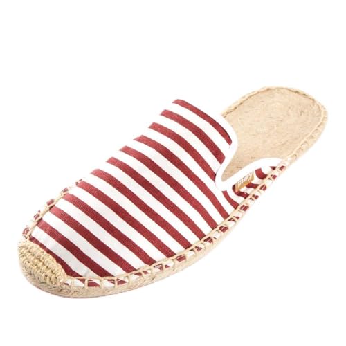 Kentti Herren Classic Stripe Canvas Flache Espadrilles Pantoletten Rot 40 EU