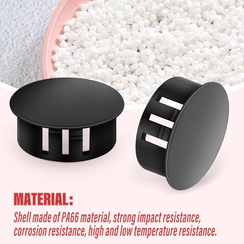 Image of 100PCS 1 inch Plastic Plugs Hole, Black Round PA66 Plug Furniture Hole Decorative Cover
