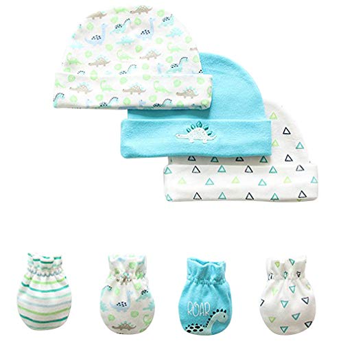 BINIDUCKLING Bonnet réglable avec nœud en crochet et gants pour nouveau-né et fille - Bleu - XS Cover