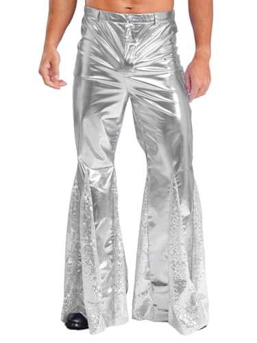 Pantalon métallique homme look humide disco pour soirée rétro et scène