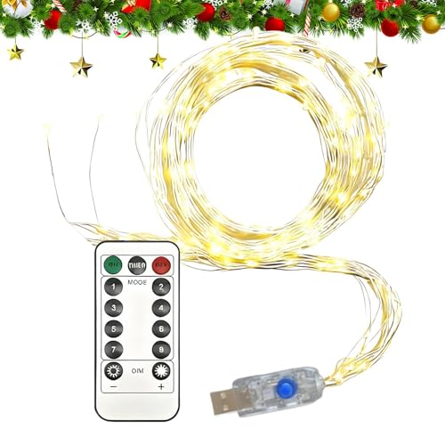 Luces Para Árbol De Navidad: Cadena De Luces LED Con Batería, Decoración De Alambre Para El Hogar, Iluminación Para Sala De Estar, Patio De Fiesta, Patio, Porche, Entrada, Barandillas, Cercas,