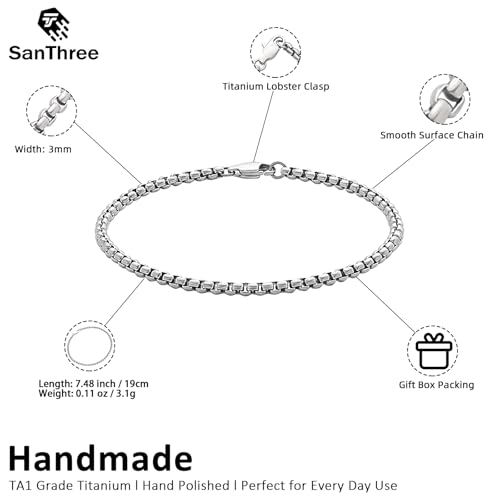 Pulsera caja cuadrada de titanio puro 3mm para hombre y mujer miniatura 4