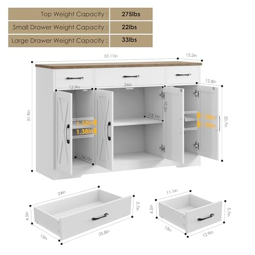 Modern Farmhouse Buffet Cabinet with Storage