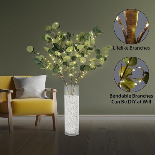 Branches d'eucalyptus éclairées 83 cm avec 99 LED et minuteur pour décoration de maison - 5