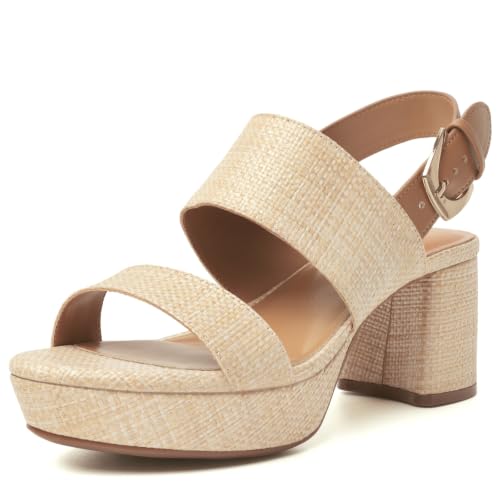 Image of RIBONGZ Block Heels Prom Heeled Sandals for Women Chunky Square Open Toe Strappy High Heels Ankle Strap Wedding Bridal Shoes High Heel Sandals for Party Dress