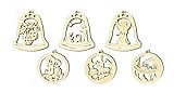 Drechslerei Kuhnert – Colgante para árbol de Navidad – Diseño: campanas y bolas en juego de 6 – Altura: aprox. 6 cm – Fabricado en Alemania