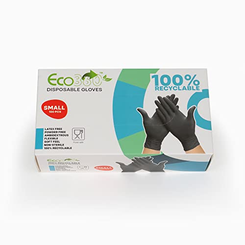 Eco360 100 guantes desechables negros TPE látex libre alimentos seguros 100% reciclables Cover
