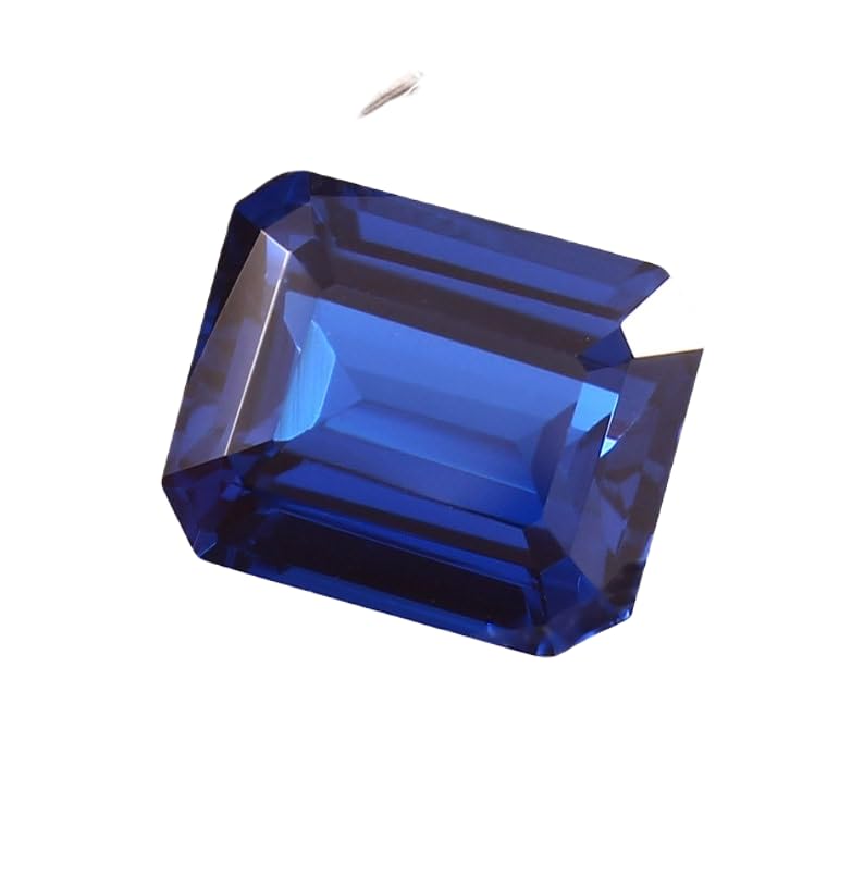 Saphir bleu bleuet naturel 10x12mm de forme émeraude pour création de bague