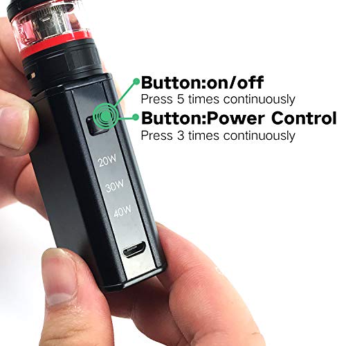 IXIGER S60 E Zigarette Starterset 40w Mod kit 1500mAh Akku,Top Refill 0.3ohm/2.0ml Verdampfer Tank,5*Ersatz Coil,6* E… – Bild 4