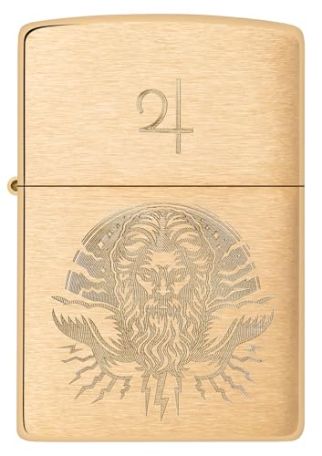 Mechero Zippo de latón pulido con grabado de Dios Júpiter 3