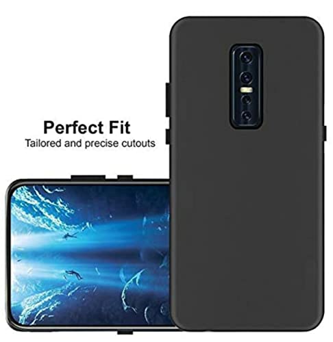 Image of Mobile Back Cover Case for Vivo V17 Pro (Silicone Case|CameraProtection|Black SC1510)