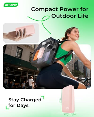 Image of OHOVIV Portable Charger 50000mAh Power Bank - 22.5W Fast Charging External Battery Pack,USB-C Portable Phone Charger for iPhone 17 /16 /15 /14 /13 Pro Android Samsung, for Travel Camping Essential-Pink