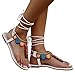 Dasongff Damen Sandalen Riemchensandalen Bohemian Strass Cross Strap Buckle Riemchen Römersandalen Elegante Strandsandalen Abendschuhe Flip Flops Sommerschuhe