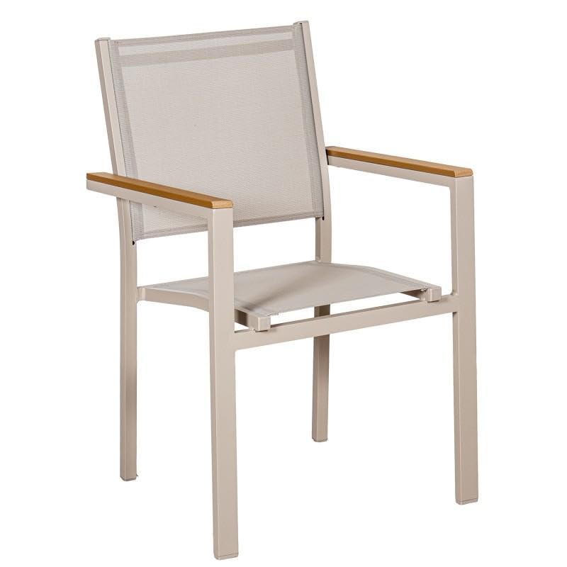 Chaise d'extérieur en aluminium DRW crème 86x50x60 cm pour jardin