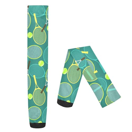 Image of Colourful Tennis Racquets and Tennis Balls Women's Thigh High Socks Long Over Knee Socks Thick Leg Warm Boot Stockings