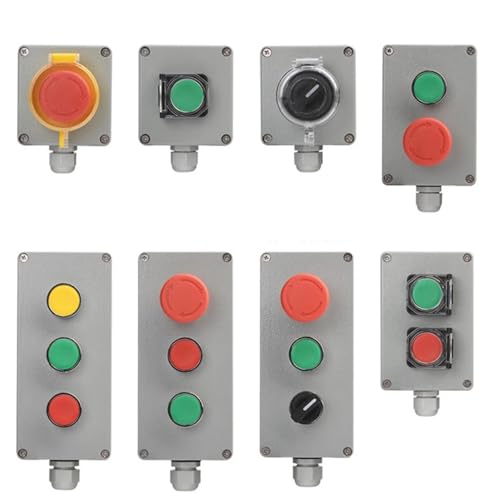 Boîte de commande en aluminium avec bouton d'arrêt d'urgence