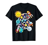Outer Space 6 Year Old 6th Birthday Party T-Shirt Boys Girls