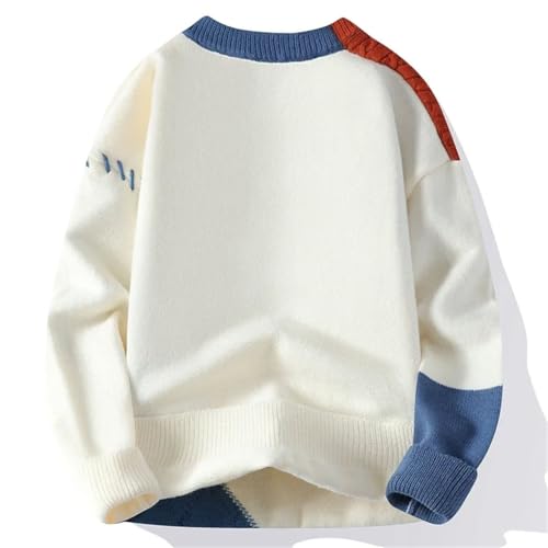 Men's Pullover Sweaters Long Sleeve O-Neck Patchwork Casual Warm Knit Sweater4