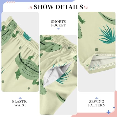 Crocodile on The Grassland Boys Long Pants Soft Trousers Elastic Waist Kids Lounge Bottoms with Pockets S-XL4